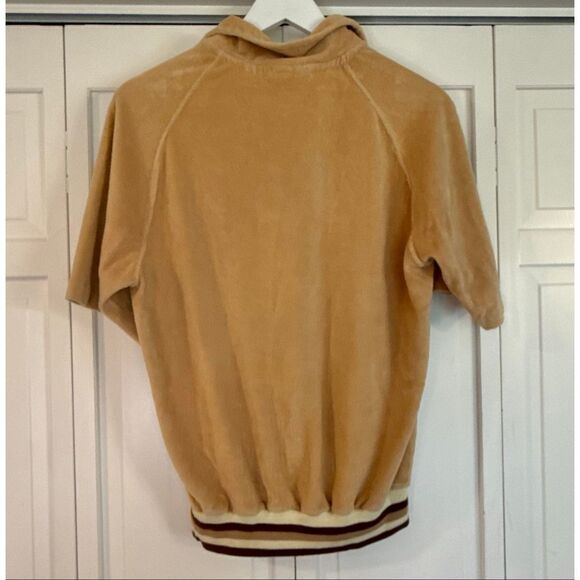 Vintage 70’s RARE Levi’s Velour tan collared polo shirt size Large - Picture 4 of 7